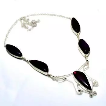 Ювелирное ожерелье ручной работы с фиолетовым лабрадоритом 925 пробы, посеребренное, 18 дюймов 18 фиолетовый