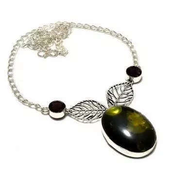 Ювелирное ожерелье ручной работы с янтарным аметистом и драгоценным камнем 925 пробы, посеребренное, 18 дюймов 18 жёлтый