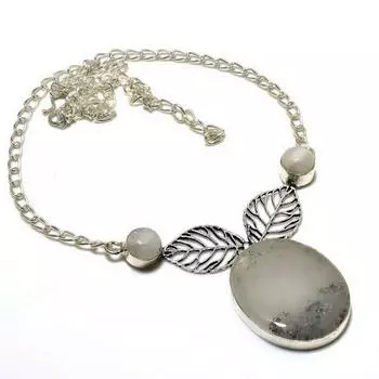 Ювелирное ожерелье ручной работы с радужным лунным камнем 925 пробы, посеребренное, 18 дюймов 18 белый