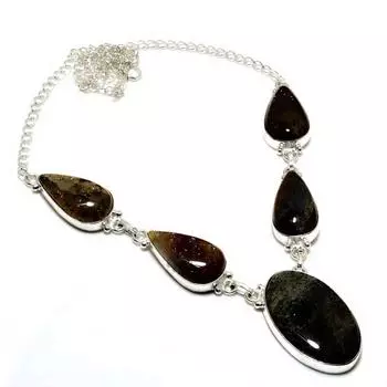 Ювелирное ожерелье ручной работы с септерианским камнем 925 пробы, посеребренное, 18 дюймов 18 жёлтый