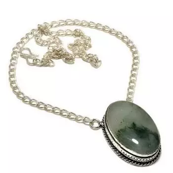 Ювелирное ожерелье ручной работы с зеленым авантюрином 925 пробы, посеребренное, 18 дюймов 18 зелёный