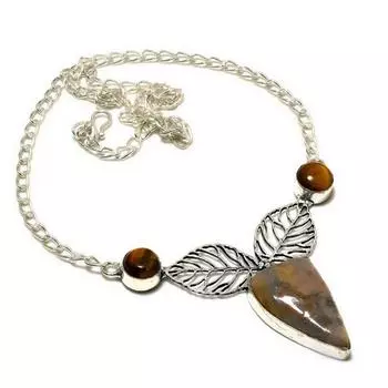 Ювелирное ожерелье с агатом «Дым океана», «Тигровый глаз», 925 проба, посеребренное ювелирное ожерелье, 18 дюймов 18 чёрный