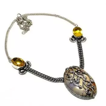 Ювелирное ожерелье с агатом и цитрином в горошек, посеребренное 925 пробы, 18 дюймов 18 жёлтый