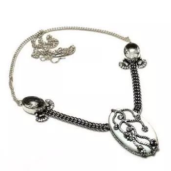 Ювелирное ожерелье с белым топазом сколецита 925 пробы, посеребренное, 18 дюймов 18 белый