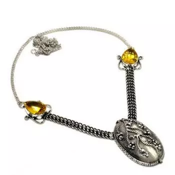 Ювелирное ожерелье с дендритом, опалом и цитрином, посеребренное 925 пробы, 18 дюймов 18 белый