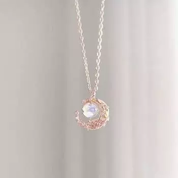 Ювелирное ожерелье с кубическим цирконом Sweet Moon для женщин, цепочка с подвеской в виде полумесяца, ожерелья с подвеской золотой