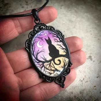 Ювелирное ожерелье с подвеской «Звездный кот» на Хэллоуин, готические украшения на шею, аксессуары для женщин