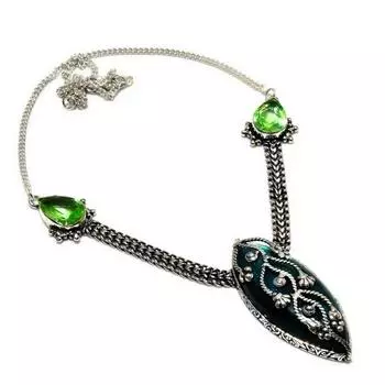 Ювелирное ожерелье с покрытием из серебра 925 пробы Лабрадорит Цаворит, 18 дюймов 18 чёрный