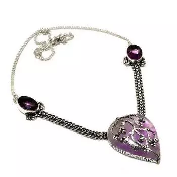 Ювелирное ожерелье с шалфейным аметистом и аметистом, посеребренное 925 пробы, 18 дюймов 18 фиолетовый