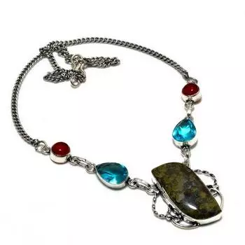 Ювелирное ожерелье с синим топазом Dragonblood, посеребренное 925 пробы, 18 дюймов 18 розовый