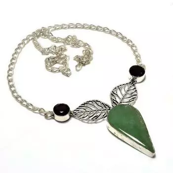 Ювелирное ожерелье с зеленым апатитом и аметистом, посеребренное 925 пробы, 18 дюймов 18 зелёный