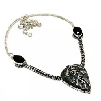 Ювелирное ожерелье Star Galaxy с черной шпинелью 925 пробы и посеребренным покрытием 18 дюймов 18 зелёный