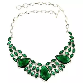 Ювелирное ожерелье в этническом стиле с изумрудным кварцевым камнем 16-18 дюймов