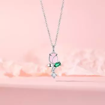 Ювелирное ожерелье в виде тюльпана, цепочка на ключицу из нержавеющей стали Mori Sweet Flower