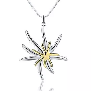 Ювелирное посеребрение европейского и американского золотого цвета, подвеска в виде морской звезды, серебряное ожерелье S925 с тонкой змеиной цепочкой