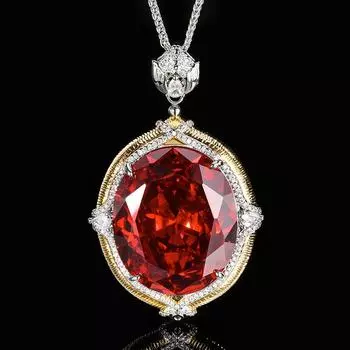 Ювелирное украшение Имитация Цветного Сокровища Большой Яйцевидный Ретро Брашированный Кулон Ожерелье Камень 25 * 30