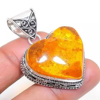 Ювелирное украшение ручной работы из балтийского янтаря из стерлингового серебра 925 пробы 1,65 дюйма g4f58