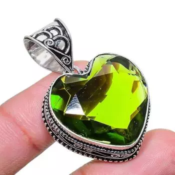 Ювелирное украшение ручной работы из серебра 925 пробы с драгоценным камнем перидот 2,17 дюйма AH-794 2.2 зелёный