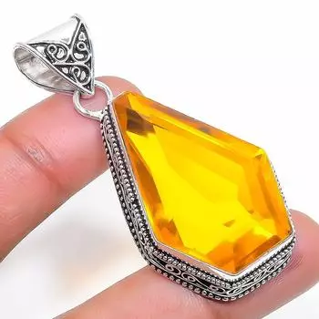 Ювелирное украшение ручной работы из серебра 925 пробы с цитрином 2,25 дюйма f9m41
