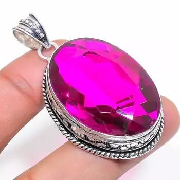 Ювелирное украшение ручной работы из серебра 925 пробы с розовым рубиллитом 2,13 дюйма r9e48