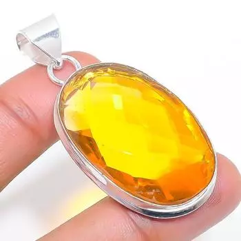Ювелирное украшение ручной работы из серебра 925 пробы с цитрином 2,01 дюйма C8g57