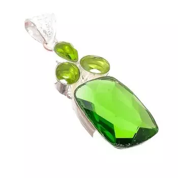 Ювелирное украшение ручной работы из серебра 925 пробы с драгоценным камнем перидот 2,56 дюйма AH-5251 2.17 зелёный