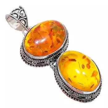 Ювелирное украшение ручной работы из серебра 925 пробы с балтийским янтарем 2,17 дюйма AH-821 2.2 оранжевый