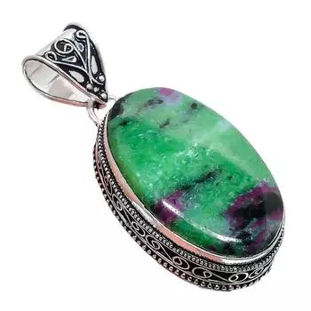 Ювелирное украшение ручной работы из серебра 925 пробы с рубиновым цозитом 2,17 дюйма AH-877 2.2 зелёный