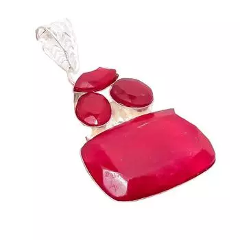 Ювелирное украшение ручной работы из серебра 925 пробы с рубиновым камнем Кашмира 2,17 дюйма AH-5286 2.17 красный