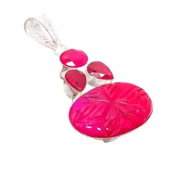 Ювелирное украшение ручной работы из серебра 925 пробы с драгоценным камнем Кашмирский красный рубин 2,36 дюйма AH-5189 2.17 красный