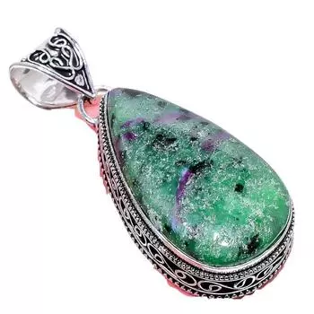 Ювелирное украшение ручной работы из серебра 925 пробы с рубиновым цозитом 2,17 дюйма AH-757 2.2 зелёный