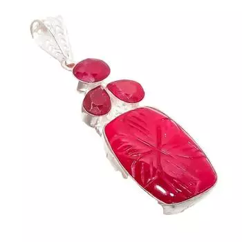 Ювелирное украшение ручной работы из серебра 925 пробы с красным рубином кашмирского цвета 2,60 дюйма AH-5178 2.17 красный