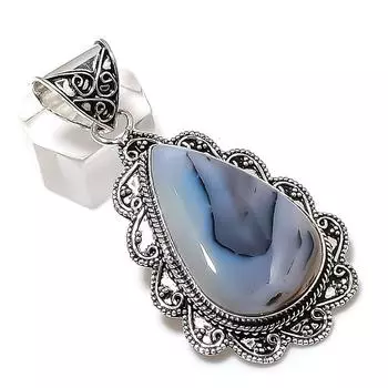 Ювелирное украшение ручной работы из серебра 925 пробы с агатом Ботсваны, 2,36 дюйма, V5N60