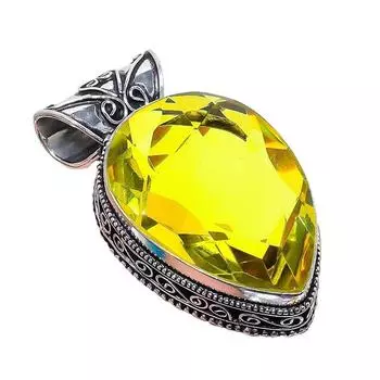 Ювелирное украшение ручной работы из серебра 925 пробы с драгоценным камнем цитрином 2,17 дюйма AH-824 2.2 жёлтый
