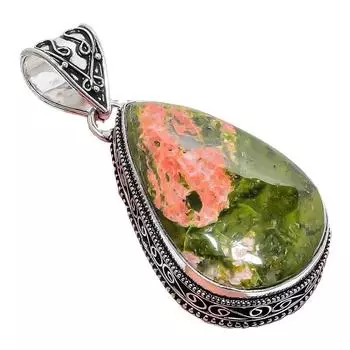 Ювелирное украшение ручной работы из серебра 925 пробы с драгоценным камнем унакит 2,17 дюйма AH-885 2.2 зелёный