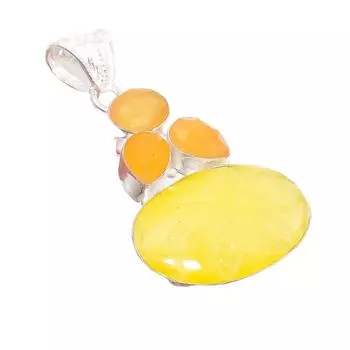 Ювелирное украшение ручной работы из серебра 925 пробы с желтым авантюрином 2,17 дюйма AH-5169 2.17 жёлтый