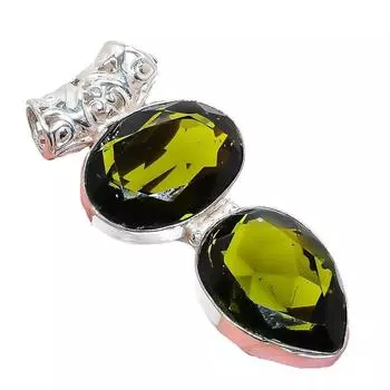 Ювелирное украшение ручной работы из серебра 925 пробы с драгоценным камнем перидот 2,17 дюйма AH-932 2.2 зелёный