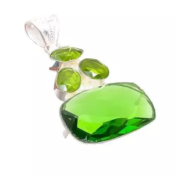 Ювелирное украшение ручной работы из серебра 925 пробы с драгоценным камнем перидот 1,97 дюйма AH-5261 2.17 зелёный