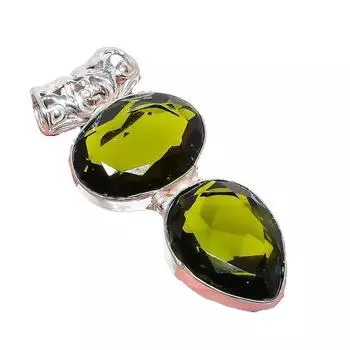 Ювелирное украшение ручной работы из серебра 925 пробы с драгоценным камнем перидот 2,17 дюйма AH-919 2.2 зелёный