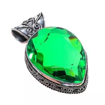 Ювелирное украшение ручной работы из серебра 925 пробы с драгоценным камнем перидот 2,17 дюйма AH-822 2.2 зелёный