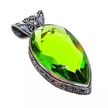 Ювелирное украшение ручной работы из серебра 925 пробы с драгоценным камнем перидот 2,17 дюйма AH-825 2.2 зелёный