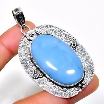 Ювелирное украшение ручной работы с драгоценным камнем Owhyee Opal, посеребренное 925 пробы, 2,46 дюйма 2.46 синий