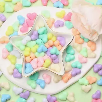 Ювелирные аксессуары цвета макарон, средние бусины в виде сердца, ожерелье, изготовление модных украшений «сделай сам», персиковый браслет, 20 шт., кремовый браслет розы красного