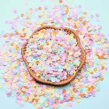 Ювелирные аксессуары ручной работы, 300 шт., блестящие ПВХ, креативные, со средним отверстием, блестки, фантомный цвет, сделай сам, декоративный материал, чашка для воды, вогнутый тип, круглый 300Pcs разноцветный