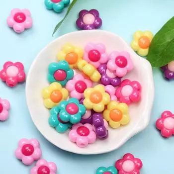 Ювелирные аксессуары ручной работы для изготовления браслета и ожерелья, акриловые цветочные бусины, креативный кулон, 30 шт., модный однотонный цвет 30Pcs