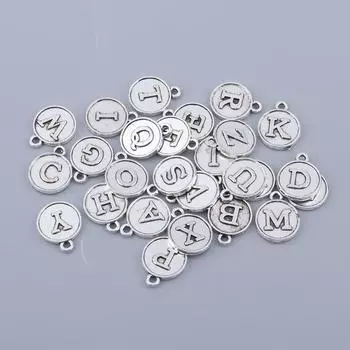 Ювелирные аксессуары своими руками, винтажный дизайн, подвеска из сплава с алфавитом, античное серебро античный серебряного