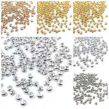 Ювелирные аксессуары золотого и серебряного цвета, материал ручной работы «сделай сам», 100 шт./50 шт./40 шт., 3/4/5 мм, застежка для сумки, торцевая застежка, застежка в форме полумесяца, свободная бусина в форме полумесяца 4mm 50pcs/set золотой
