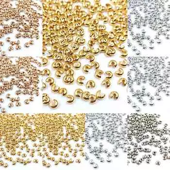 Ювелирные аксессуары золотого и серебряного цвета, материал ручной работы «сделай сам», 100 шт./50 шт./40 шт., 3/4/5 мм, застежка для сумки, торцевая застежка, застежка в форме полумесяца, свободная бусина в форме полумесяца 4mm 50pcs/set розового золота