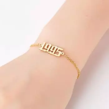 Ювелирные браслеты, 1 шт., особая дата, индивидуальный номер года с 1980 по 2000 год, женская мода 1996 золотистый