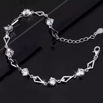 Ювелирные браслеты из серебра 925 пробы для женщин, модный браслет из стерлингового серебра 925 пробы с аметистом, очаровательный женский свадебный браслет, подарок белый